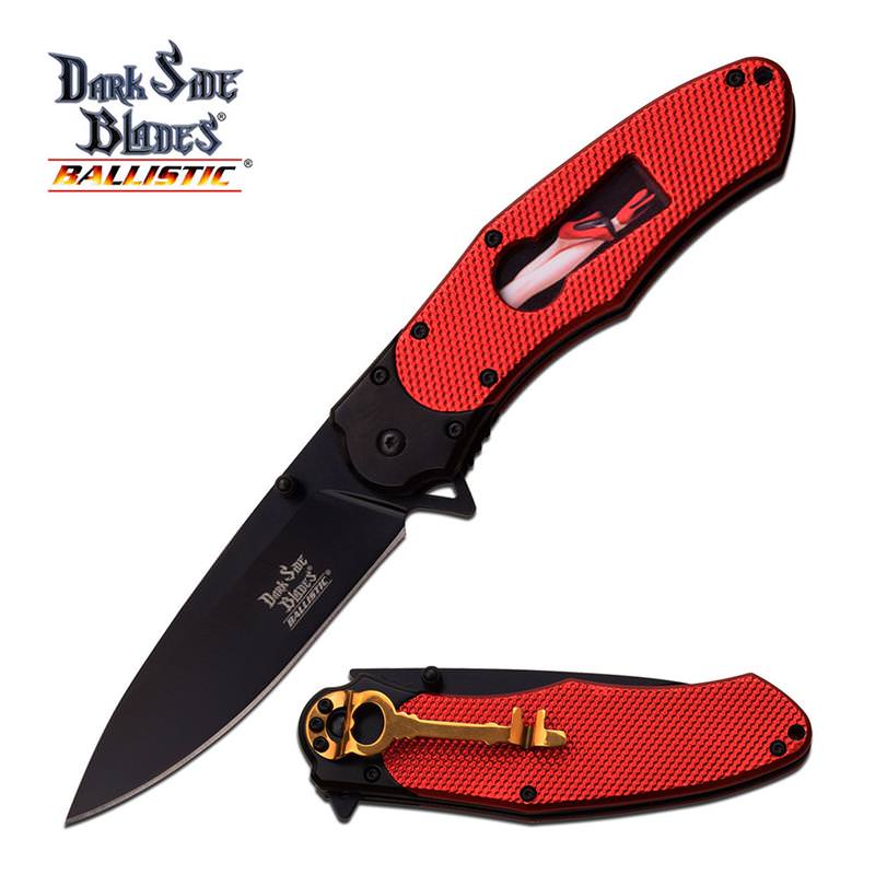 Dark Side Blades 8.5" Spring Assisted Opening Pocket Knife Red - Tophatter's Army Products & Self Defense Collectible Weapons - Tophatter Daily Deals